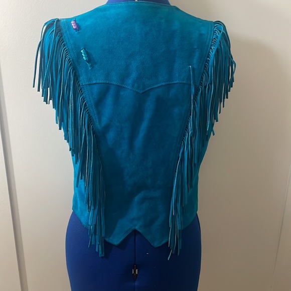 Pioneer Wear 80’s  fringe vest, turquoise EUC - Picture 4 of 11